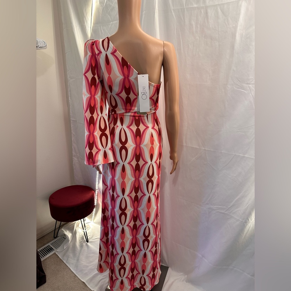 NWT PatBO Twist One Shoulder Maxi Dress Flamant PINK FWRD NEW OFFSHOULDER MAXI - Picture 6 of 9
